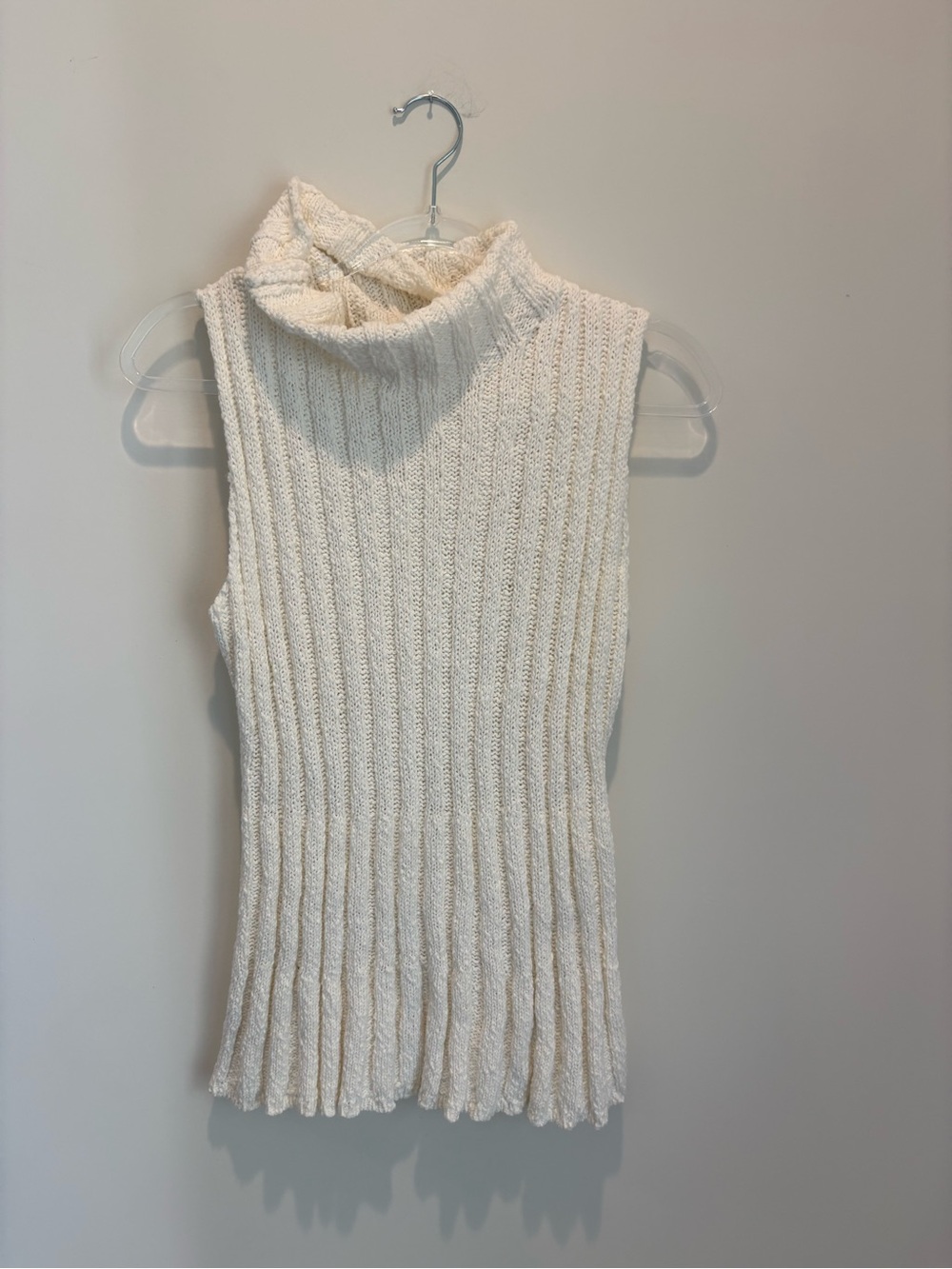 DISSH Sleeveless Ribbed Cowl Neck Sweater - Cream
